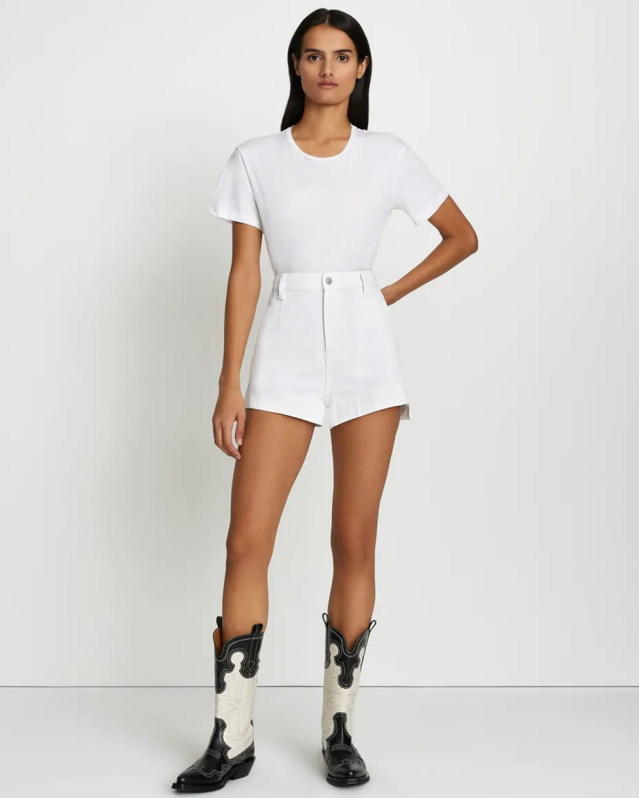 Denim Tailored Short in Brilliant White