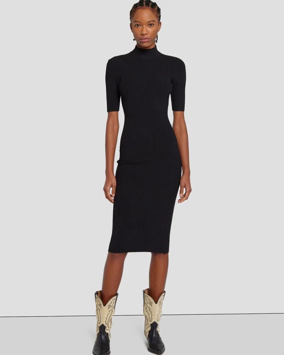 Detail Back Knit Dress in Black