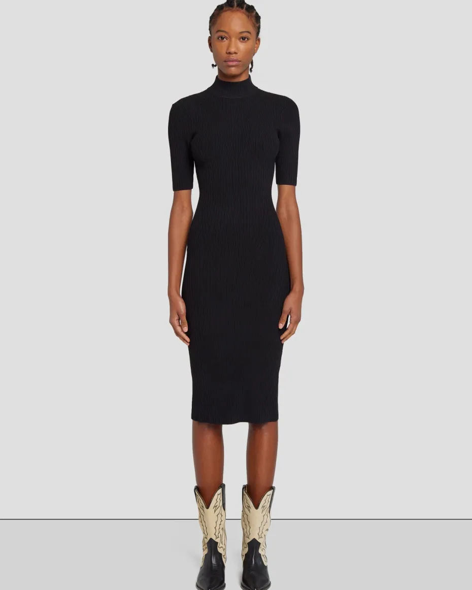 Detail Back Knit Dress in Black