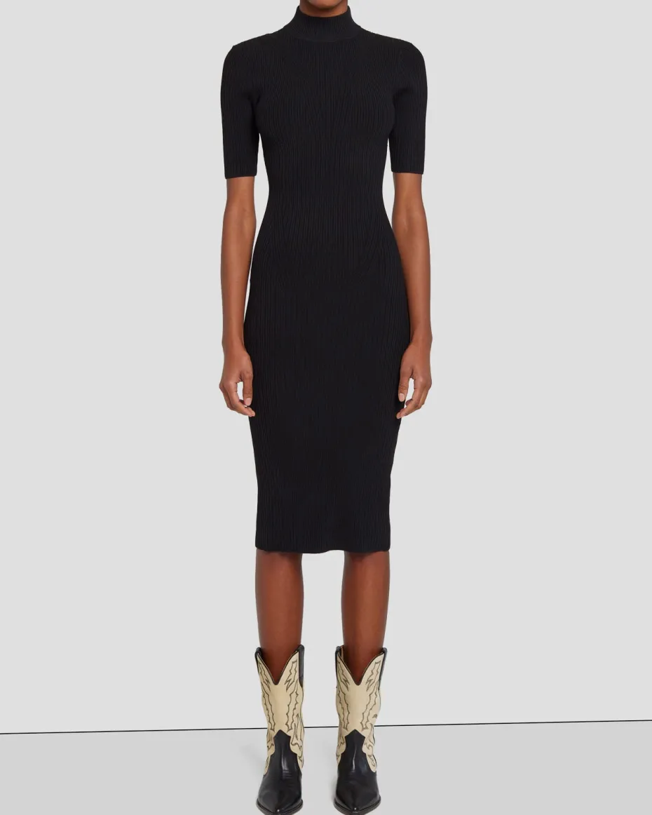 Detail Back Knit Dress in Black