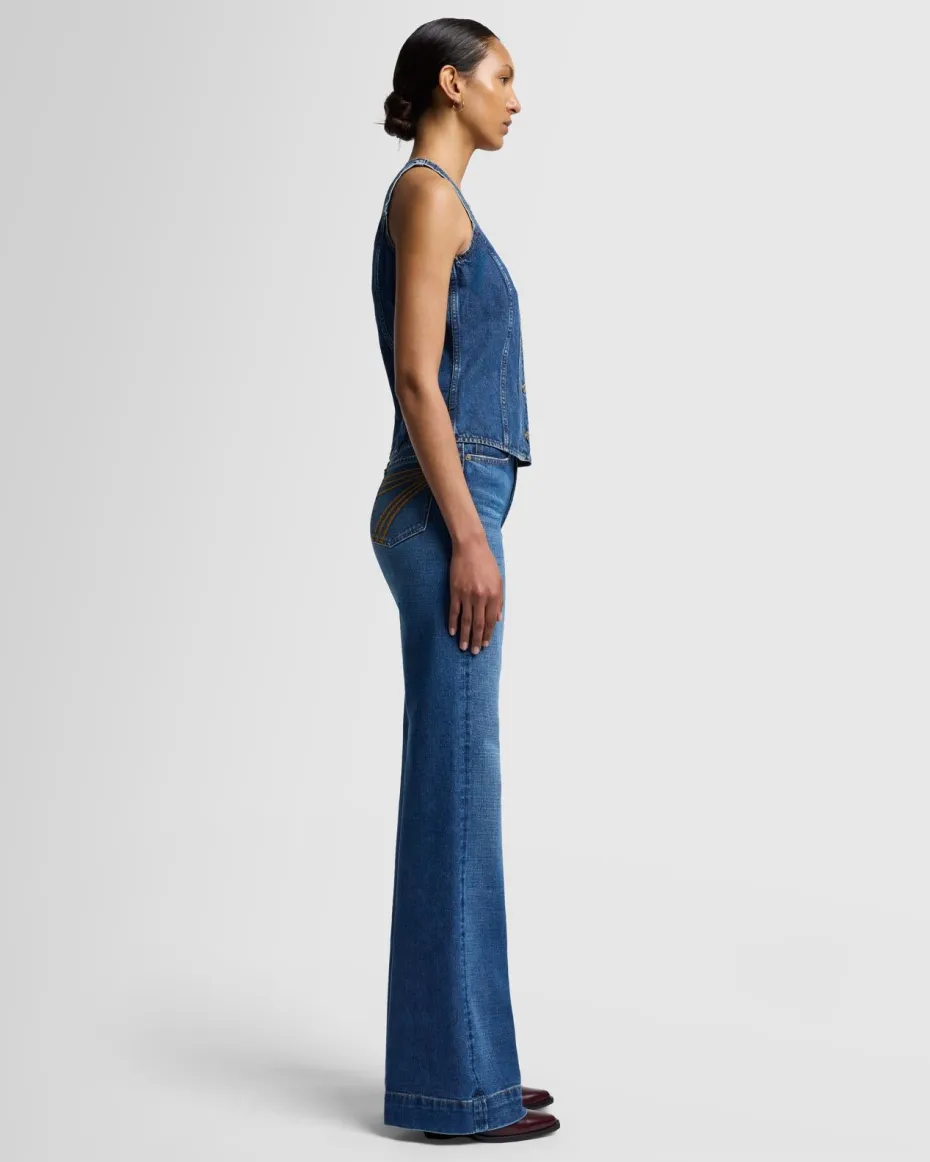 Fitted Denim Vest in Secretariat