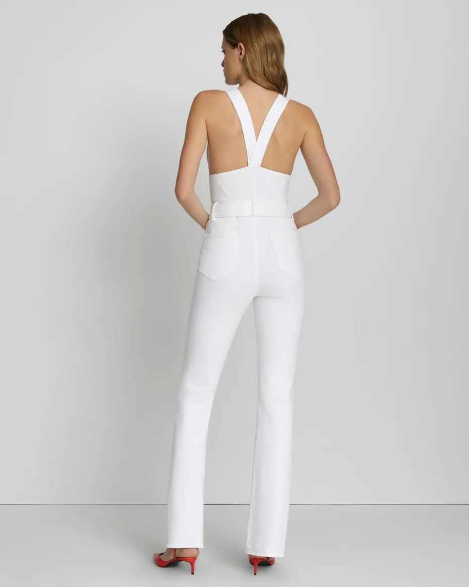 Front Zip Flare Jumpsuit in Brilliant White