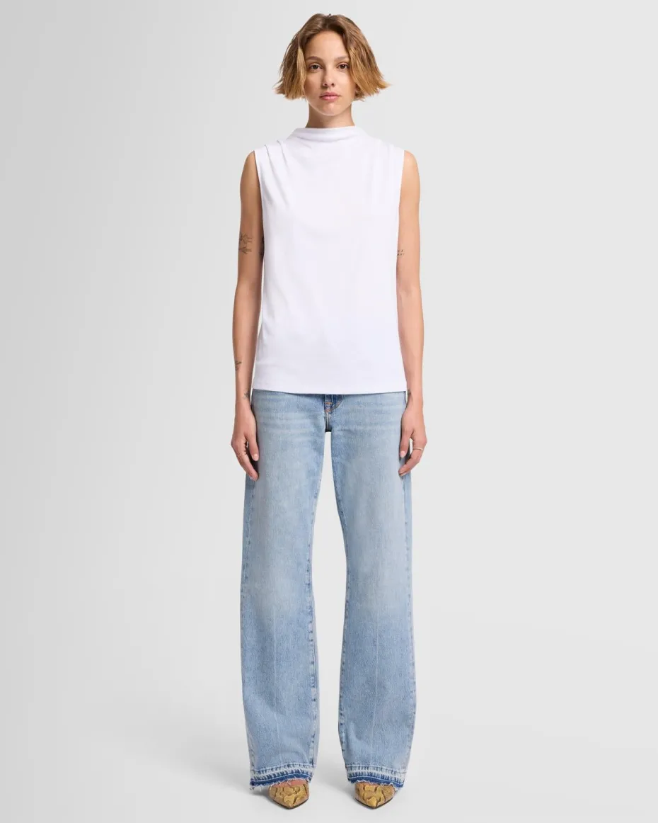 High Neck Draped Top in Milk