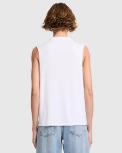 High Neck Draped Top in Milk