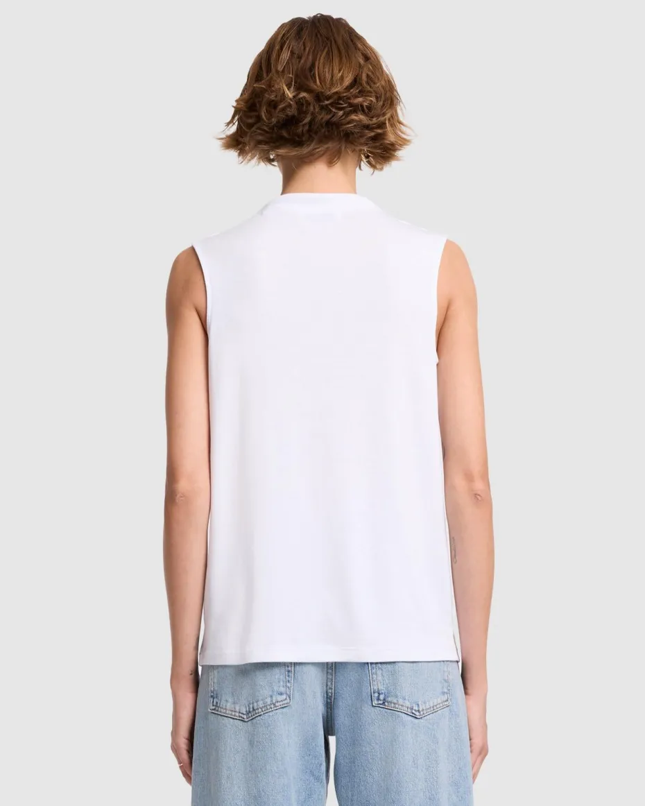 High Neck Draped Top in Milk