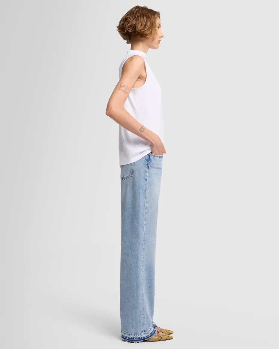 High Neck Draped Top in Milk