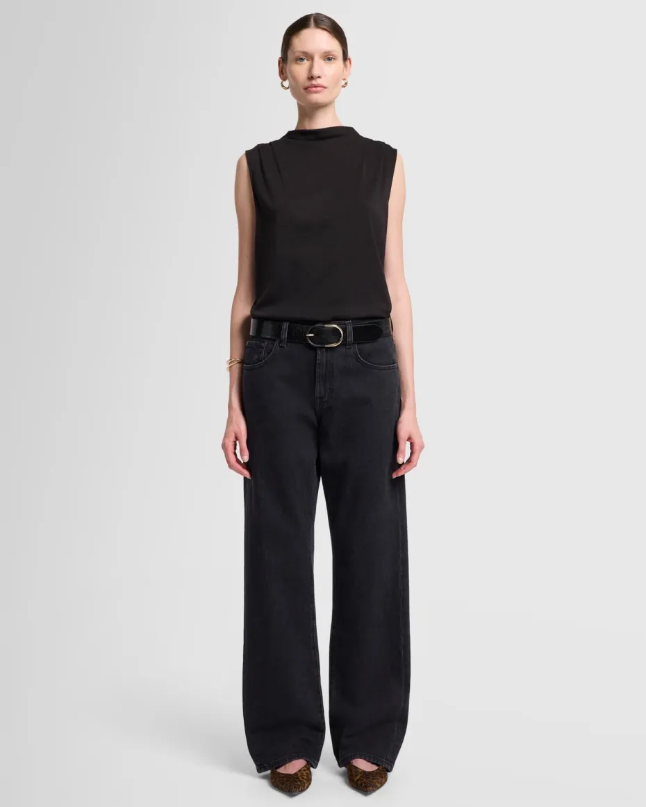 High Neck Draped Top in Milk