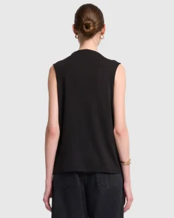 High Neck Draped Top in Milk