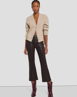 High Waist Slim Kick in Coated Camel