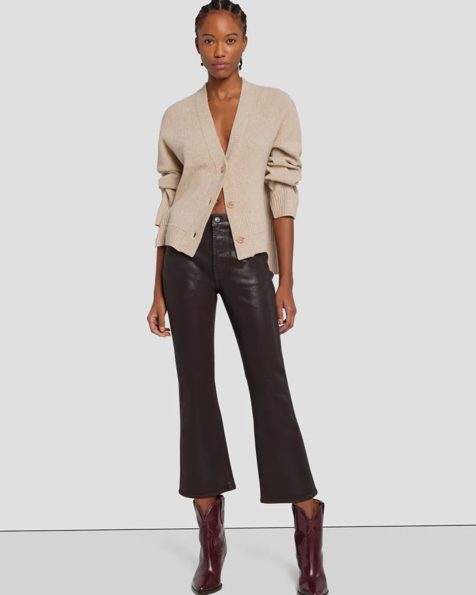 High Waist Slim Kick in Coated Camel