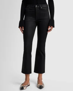 High Waist Slim Kick in Coated Camel