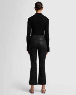 High Waist Slim Kick in Coated Camel
