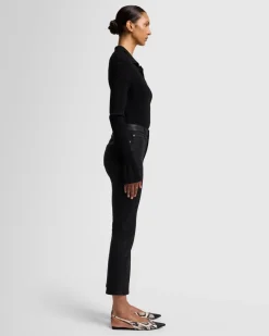 High Waist Slim Kick in Coated Camel