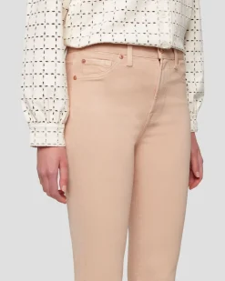 High Waist Slim Kick in Coated Camel