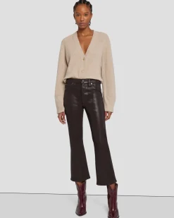 High Waist Slim Kick in Coated Camel