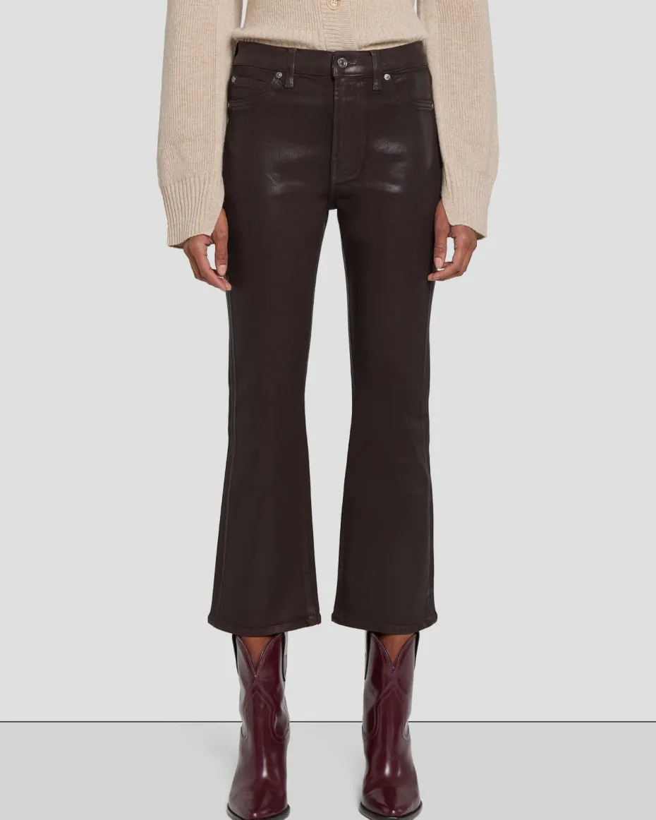 High Waist Slim Kick in Coated Camel