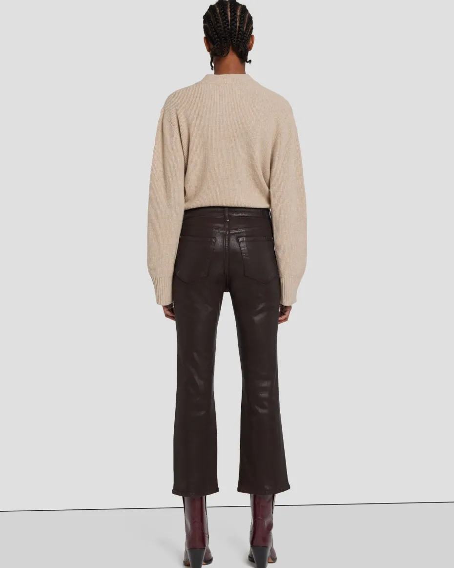 High Waist Slim Kick in Coated Camel