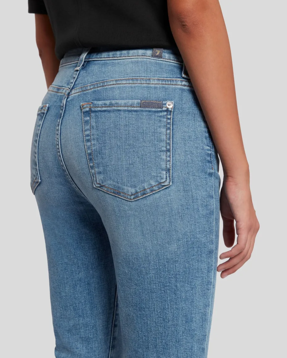 High Waist Slim Kick with Long Side Hem and Destroy in Sloane Vintage