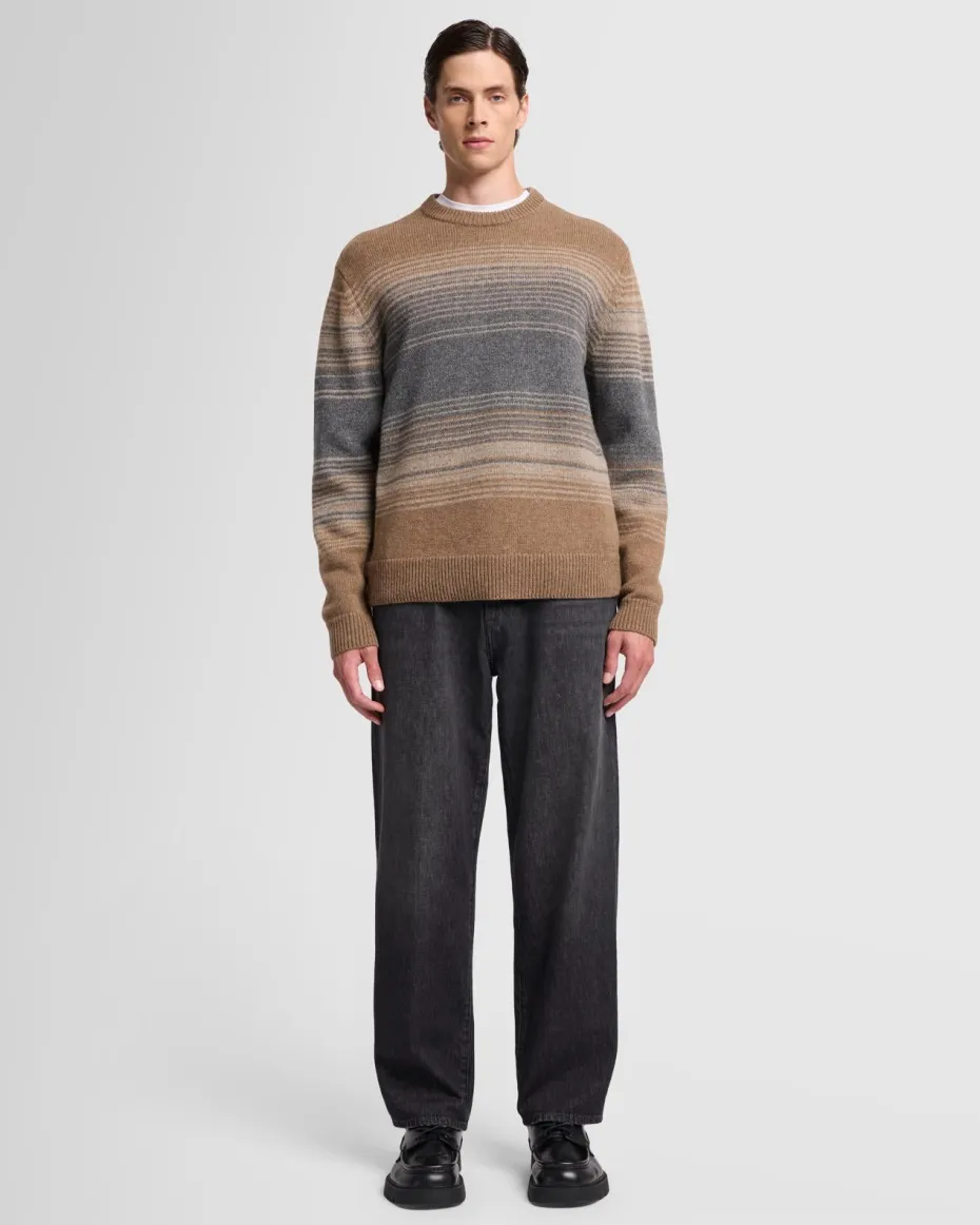 Jacquard Crewneck in Ombre Nutshell