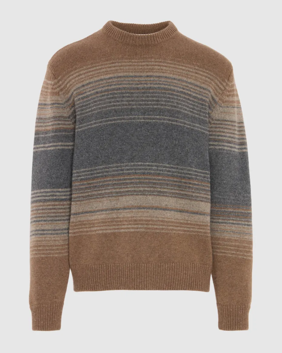 Jacquard Crewneck in Ombre Nutshell