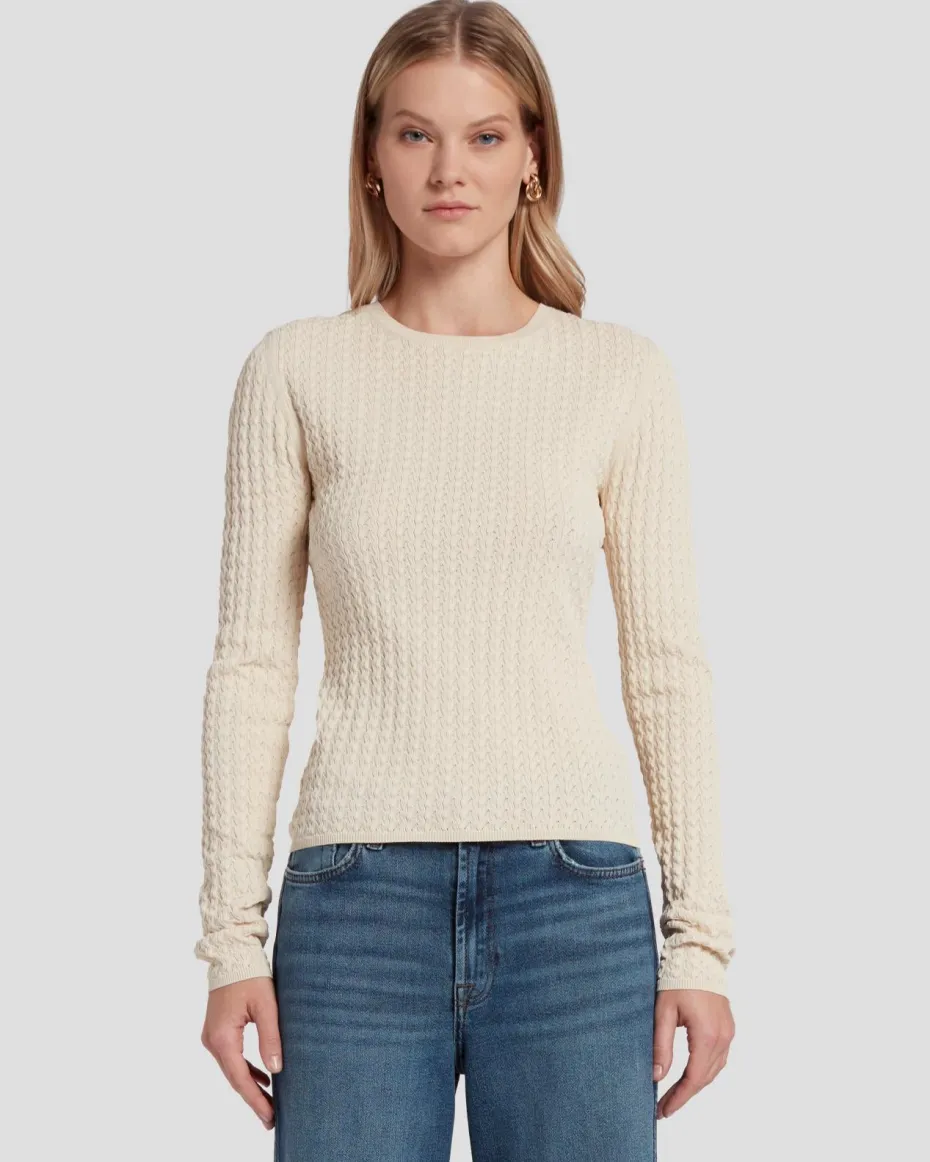 Knit Weave Top in Bone