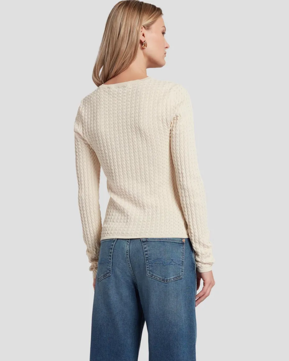 Knit Weave Top in Bone