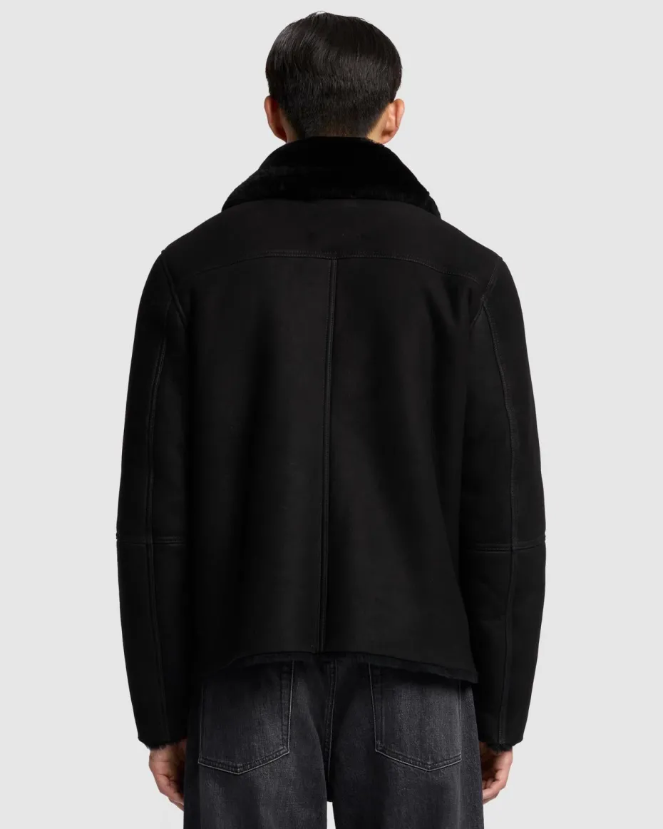 Leather Shearling Jacket in Black
