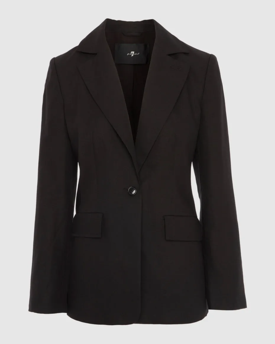 Linen Blend Blazer in Black