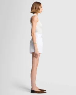 Linen Blend Pleated Short in Leopard Print