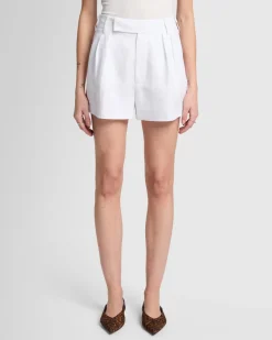 Linen Blend Pleated Short in Leopard Print