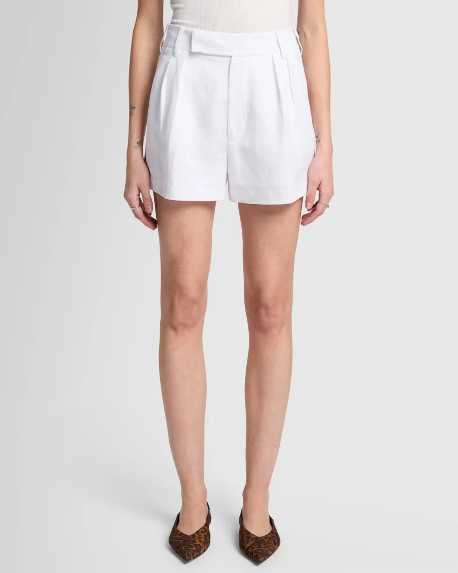 Linen Blend Pleated Short in Leopard Print