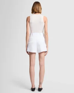Linen Blend Pleated Short in Leopard Print