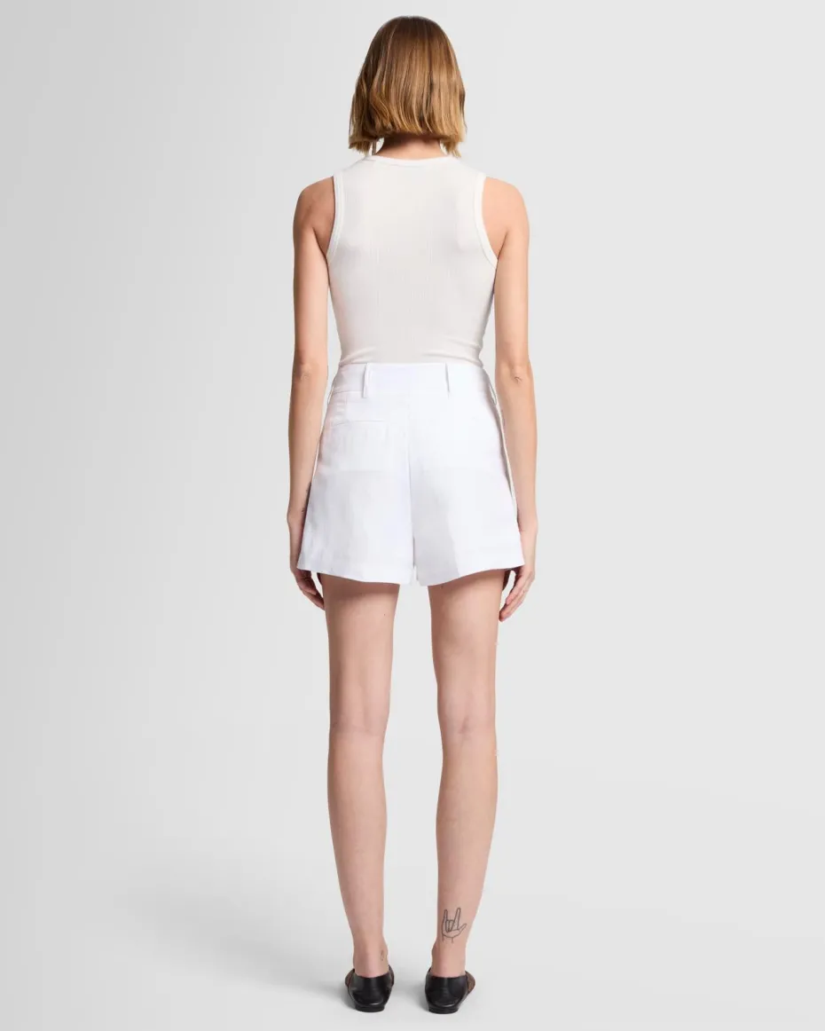 Linen Blend Pleated Short in Leopard Print