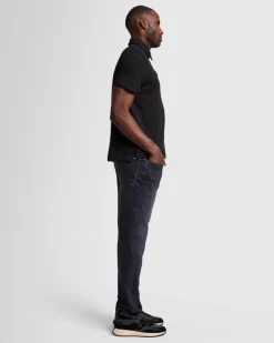 Linen Blend Polo in Ocean Floor