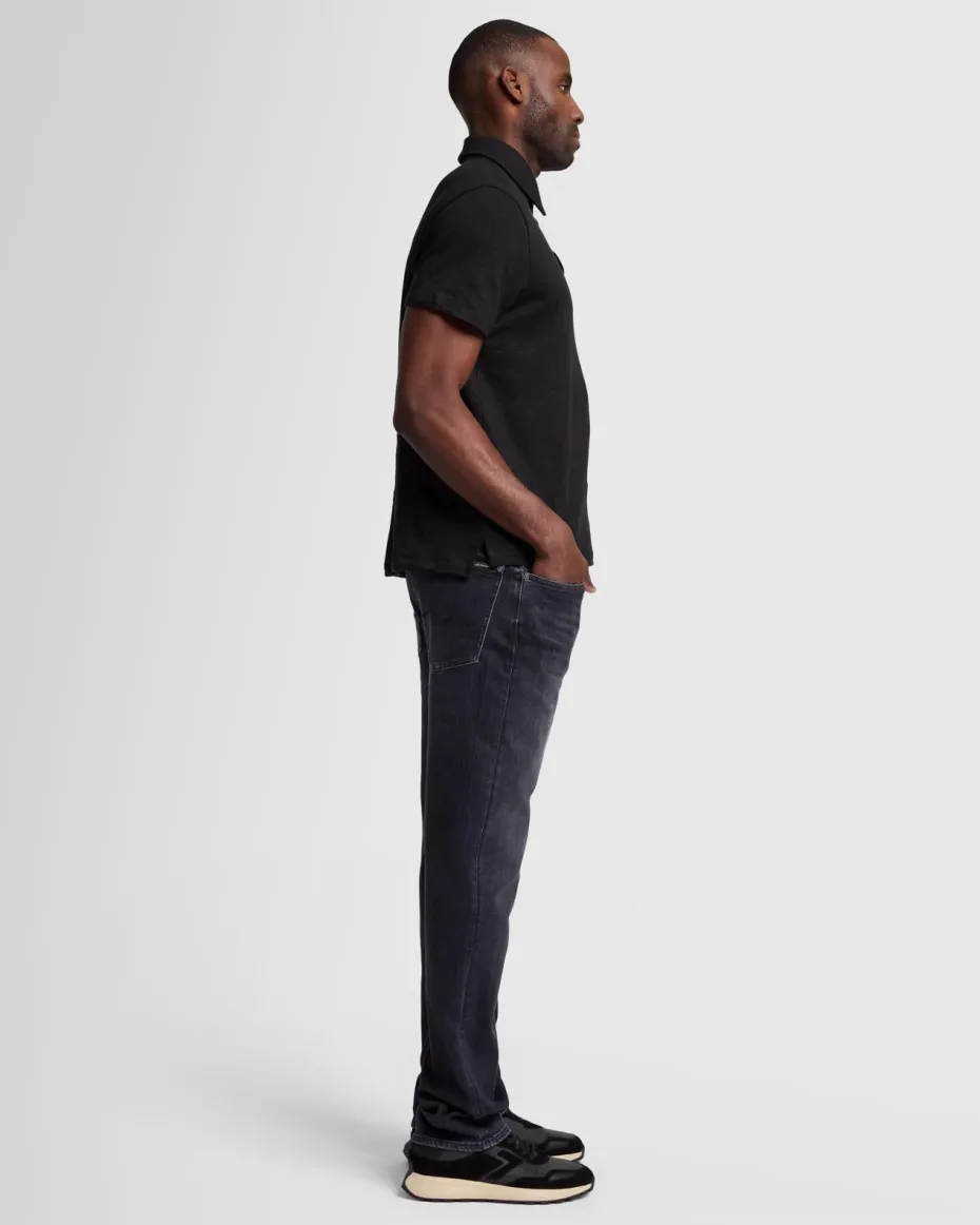 Linen Blend Polo in Ocean Floor