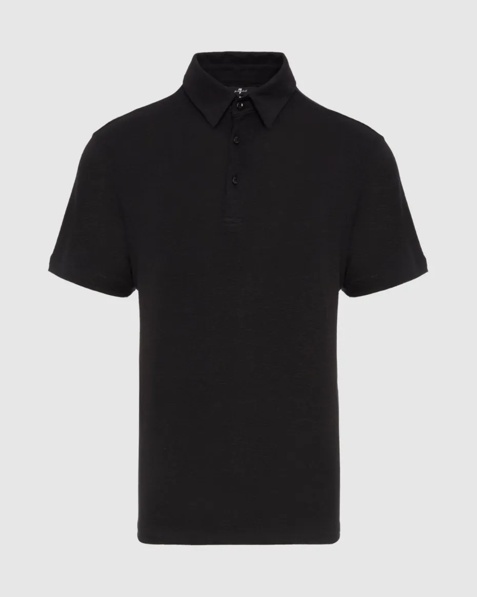Linen Blend Polo in Ocean Floor