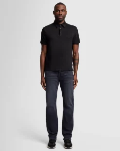 Linen Blend Polo in Ocean Floor