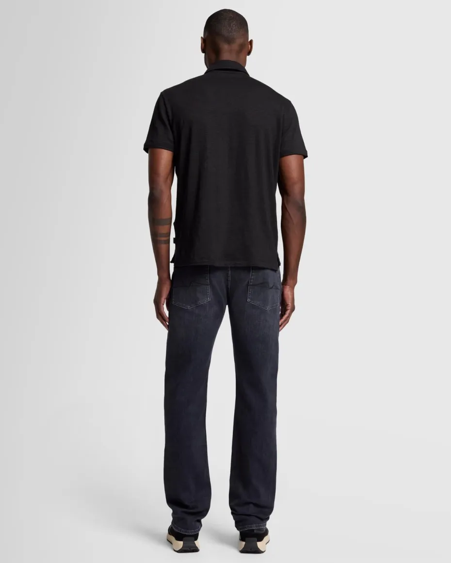 Linen Blend Polo in Ocean Floor