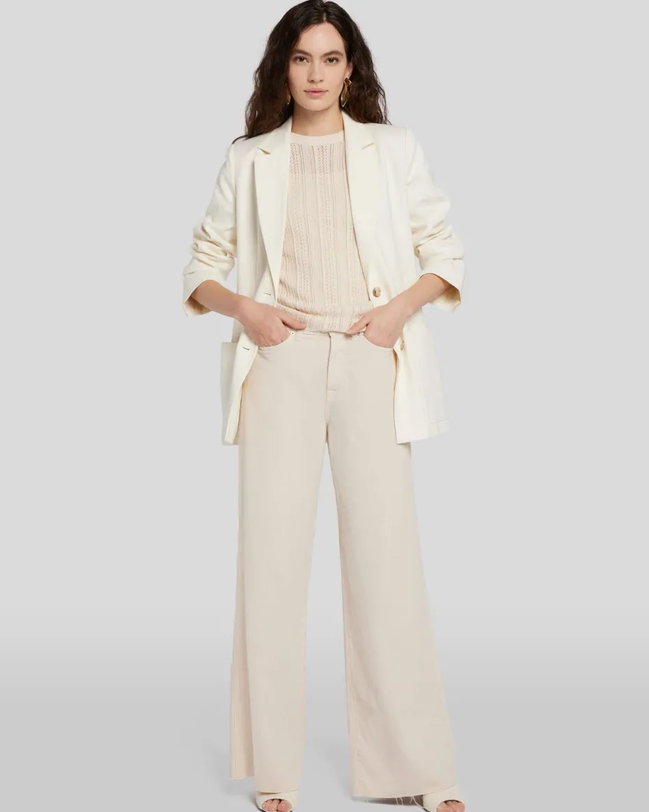 Linen-Blend Blazer in Bone