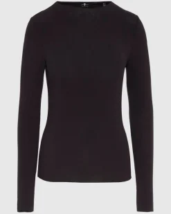 Long Sleeve High Neck Top in Milk