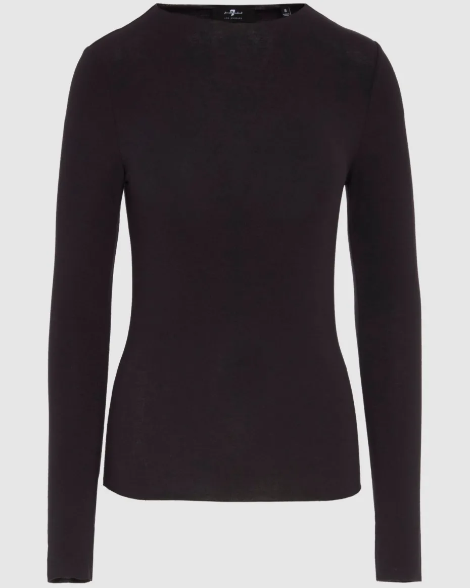 Long Sleeve High Neck Top in Milk