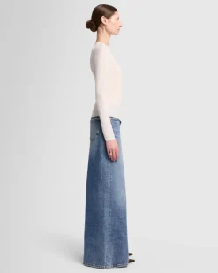 Long Sleeve High Neck Top in Milk