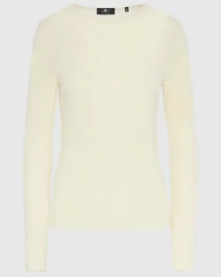 Long Sleeve High Neck Top in Milk