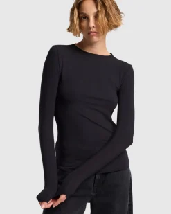 Long Sleeve High Neck Top in Milk