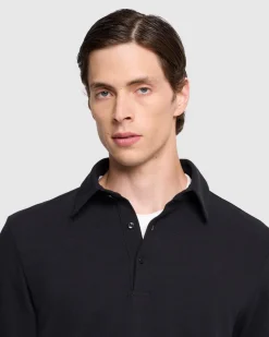 Long Sleeve Polo in Navy