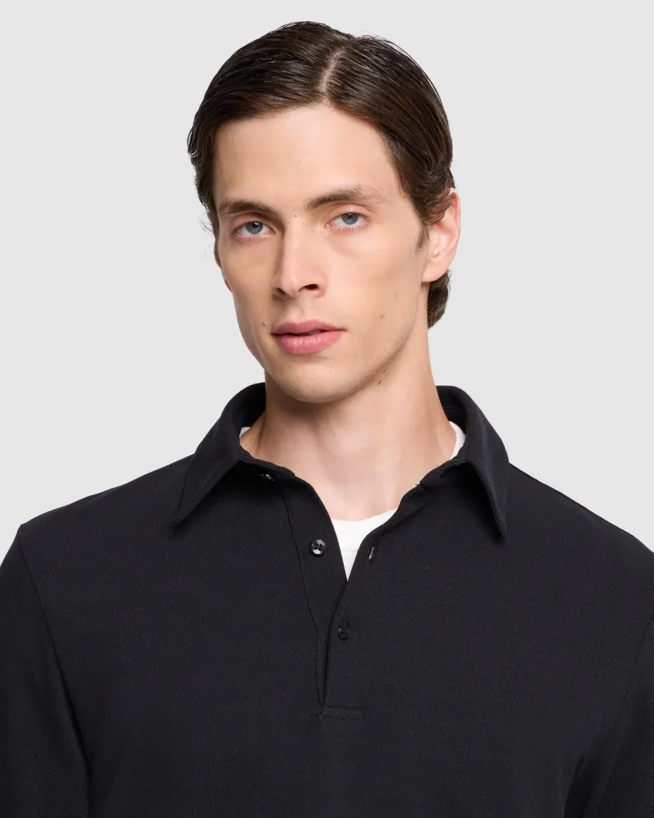 Long Sleeve Polo in Navy