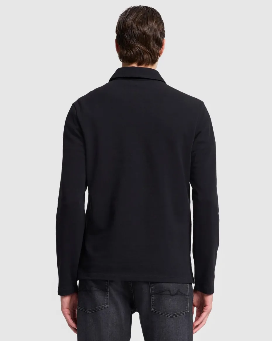 Long Sleeve Polo in Navy