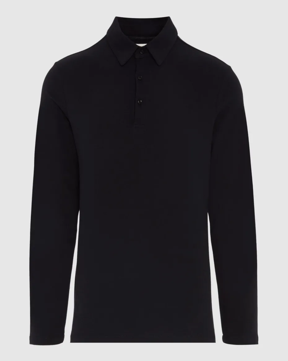 Long Sleeve Polo in Navy