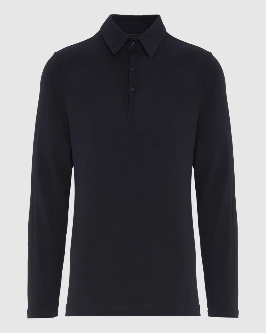 Long Sleeve Polo in Navy