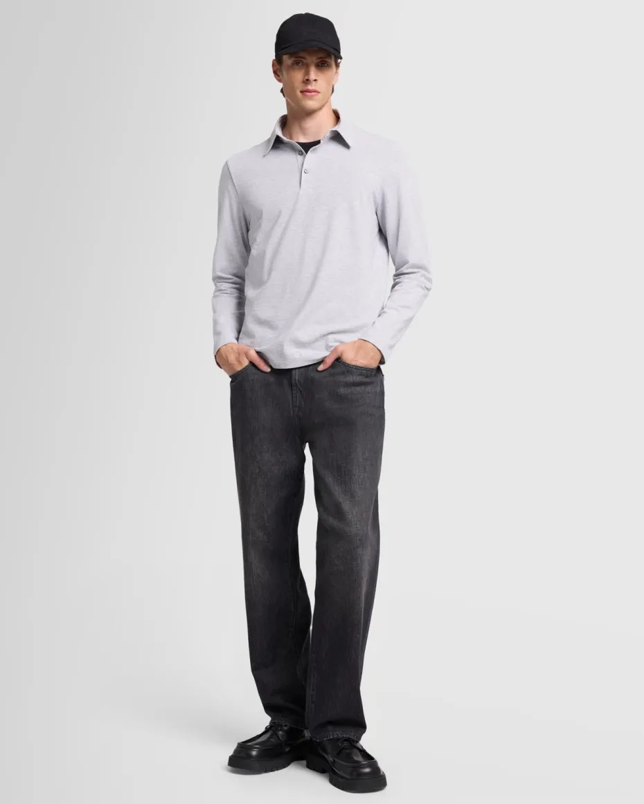 Long Sleeve Polo in Navy